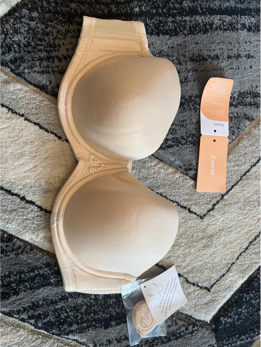 Exerin Strapless Nude Bra with Embroidered Detail - Size 36C